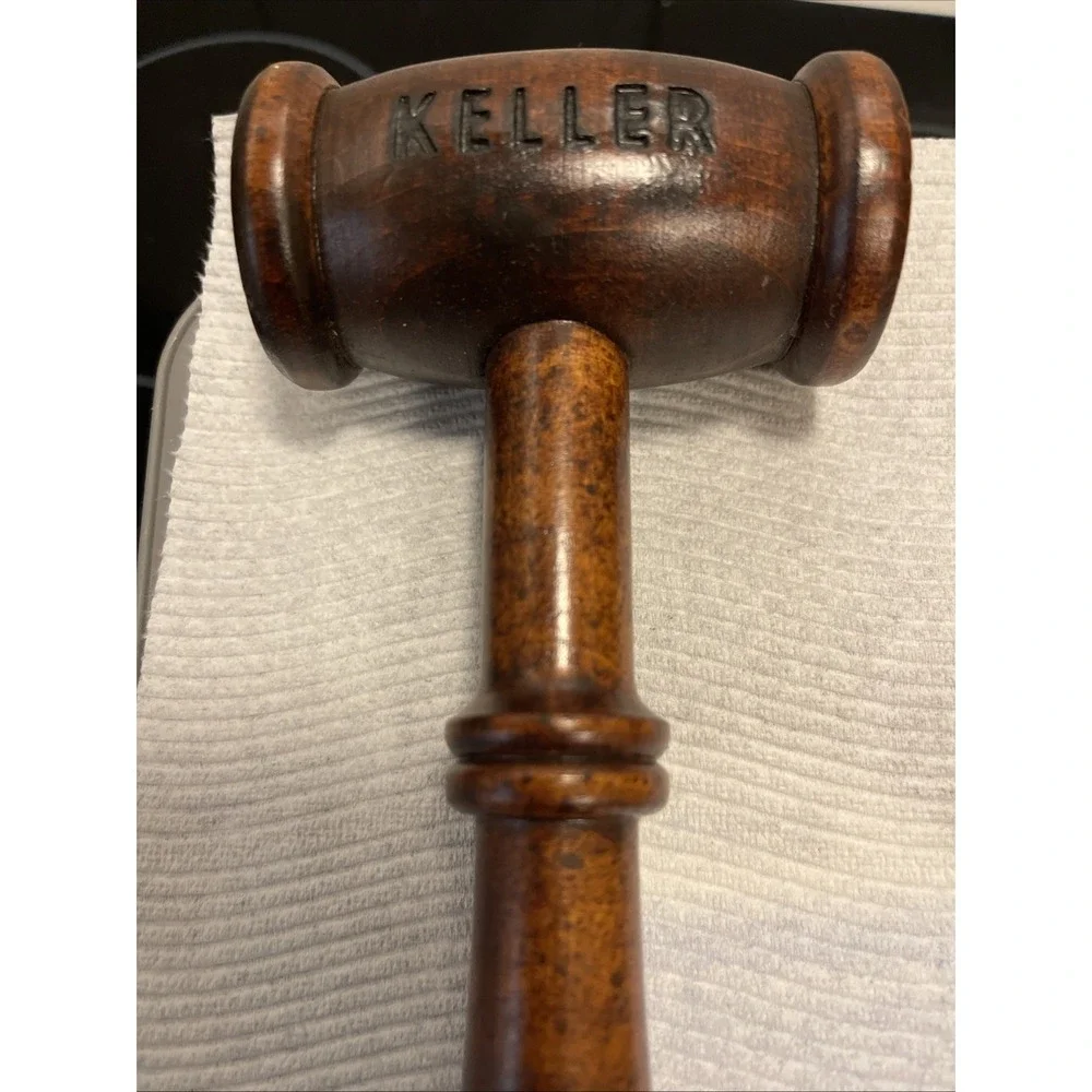 Vintage Cherry Wooden Gavel Wood Judge Auctioneer Mallet 10'' Hammer Keller